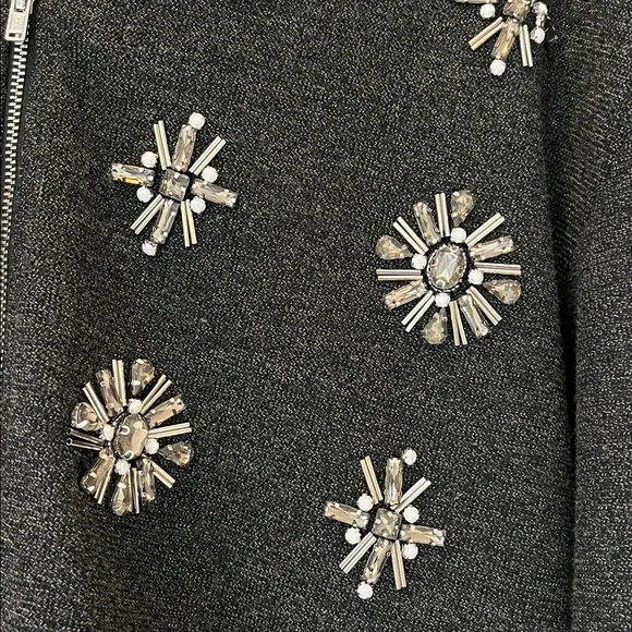 Anthropologie Harilyn grey bomber jacket with sparkle!  Size XS New - Picture 3 of 6